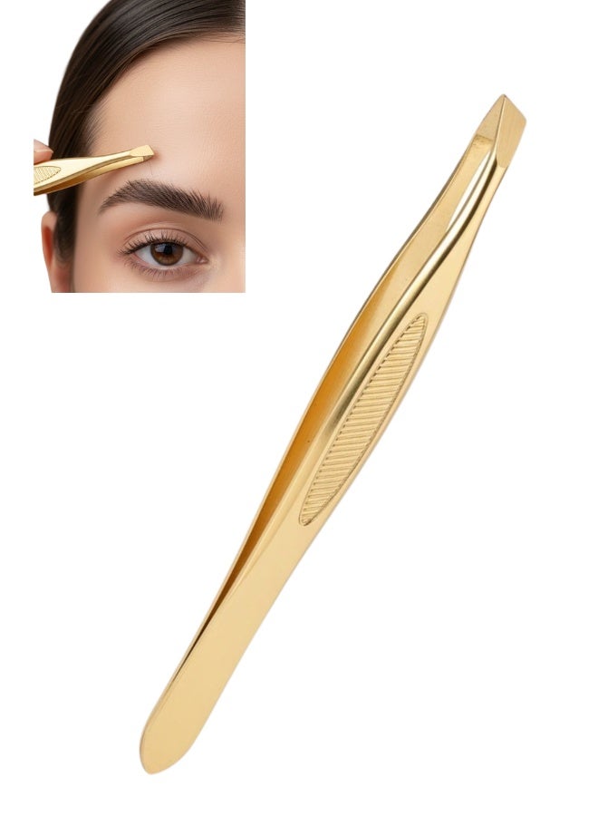 ملاقط ذهبية عالية الدقة - قبضة مانعة للانزلاق، مصنوعة من الفولاذ المقاوم للصدأ المتين، لإزالة الشعر من الجذور بدقة - Image 1